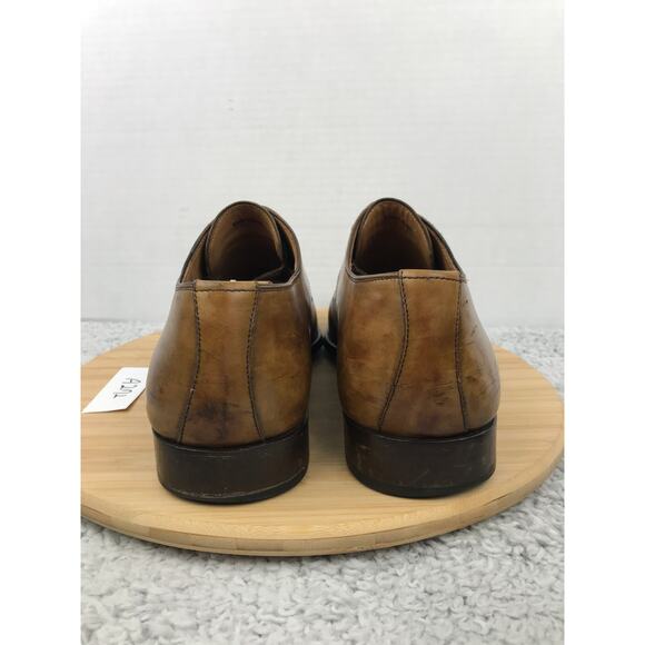 Magnanni Brown Leather Plain Toe Career Oxford Derby Dress Shoes Mens 11 12054 - Picture 2 of 14